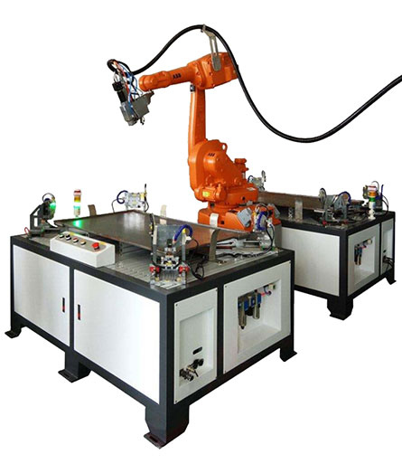 Robot integrated optical fiber laser welding workstation