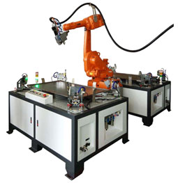 Robot integrated optical fiber laser welding workstation